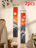 Axyaa Mountain Sunrise Sunset Macrame Tapestry Wall Hanging Boho Room Decor