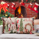 Axyaa Red Christmas Pillow Covers 18x18 - Merry Tree Plaid Snowflake Decor