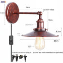 Axyaa Loft LED Wall Lamp Gold Pull Chain Switch Vintage Industrial Luminaire