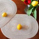 Axyaa Cream Oval Braided Placemats - Set of 6/10pcs, 35x50cm, Woven Table Mats