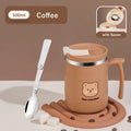 Axyaa Cartoon Insulation Cup with Lid, Straw, Spoon - 500ML Stainless Steel Mug