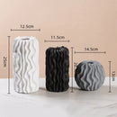 Axyaa Striped Ceramic Vase Wavy Pattern Flower Arrangement Terrarium Home Decoration
