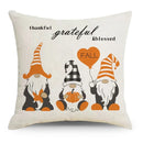 Axyaa Thanksgiving Pumpkin Maple Leaves Linen Cushion Cover for Home Decor