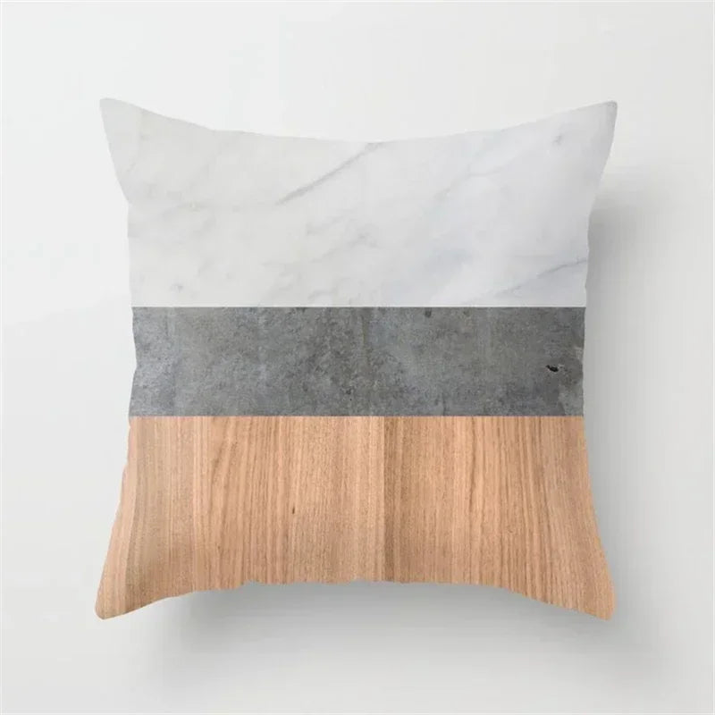 Axyaa Wood Texture Marble Pillowcases - Geometric Cushions Case for Home Decor