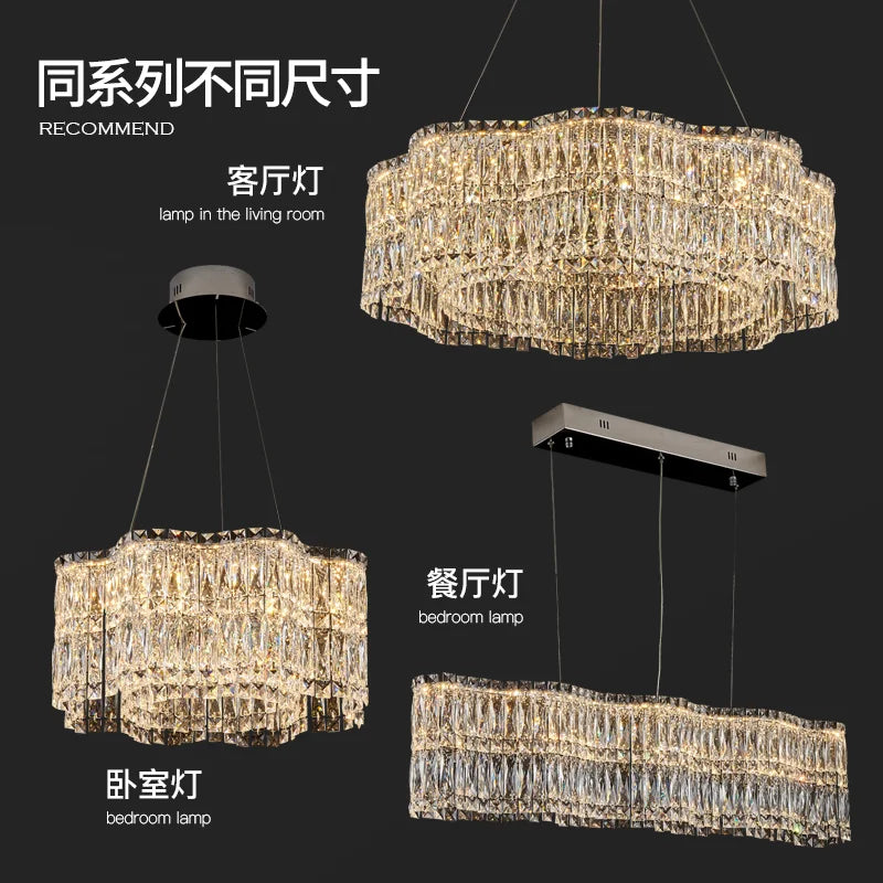 Axyaa Crystal Chandelier: Luxury High-End Living Room Bedroom Restaurant Lamps