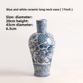 Axyaa Blue & White Porcelain Vase Ornaments for Entryway, Living Room, Study