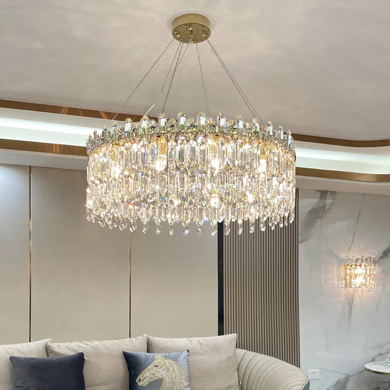 Axyaa Crystal Pendant Chandelier: Luxury Living Room Kitchen LED Decorative Lighting