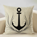 Axyaa Nautical Pattern Linen Cushion Cover 45x45cm for Home Sofa Decoration