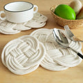 Axyaa Cotton Linen Circular Insulation Pad for Home and Kitchen, Dining Table