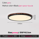 Axyaa Walnut LED Ceiling Lamp - Modern Minimalist Ultra-Thin Round Light for Bedroom