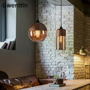 Axyaa Vintage Industrial Glass Pendant Light Fixture for Kitchen and Living Room