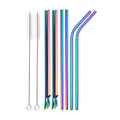 Axyaa Stainless Steel Wide Smoothie Straws 8-Pack with Cleaning Brush