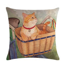 Axyaa Cute Cat Pet Pattern Pillow Cover Linen Throw Pillow 45*45cm