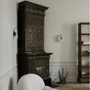 Axyaa Nordic LED Wall Sconce Round Black Iron Marble Light for Home Décor