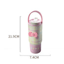 Axyaa Strawberry Thermos: Stainless Steel Vacuum Tumbler with Straw