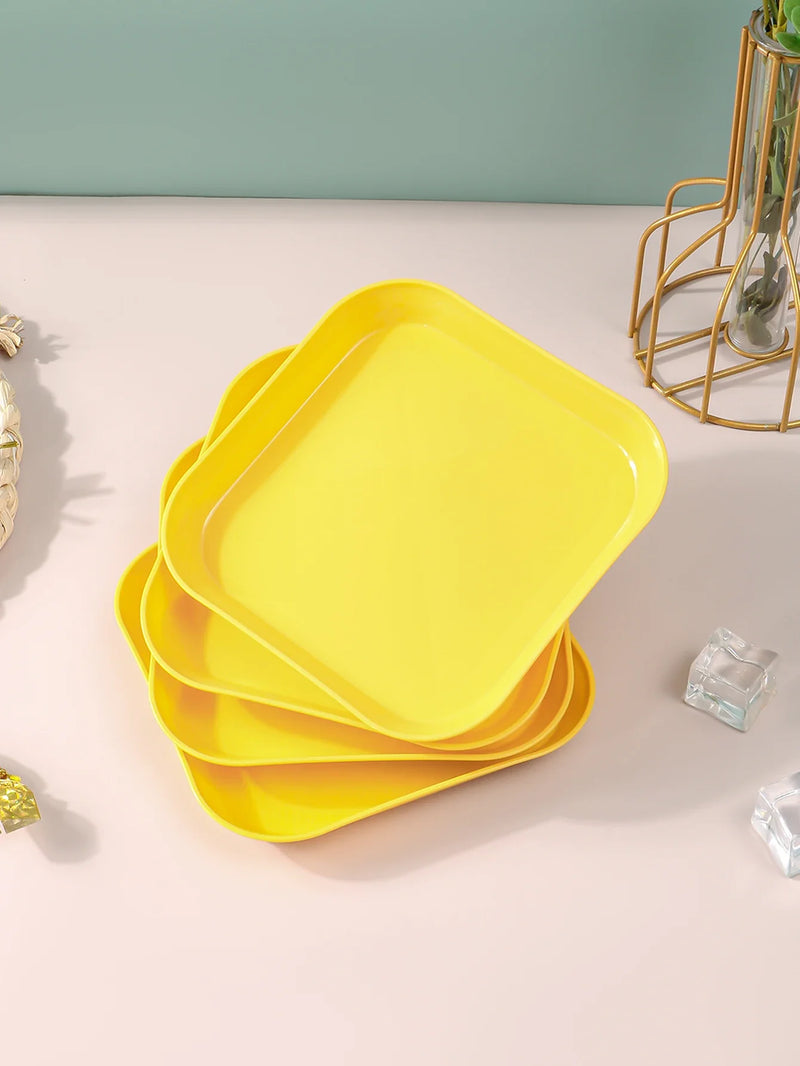 Axyaa Yellow Plastic Snack Plate Set for Home Kitchen Restaurant Dessert Fruit