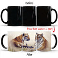 Axyaa Color Changing Animal Ceramic Mug Lion Tiger Heat Sensitive Coffee Cup