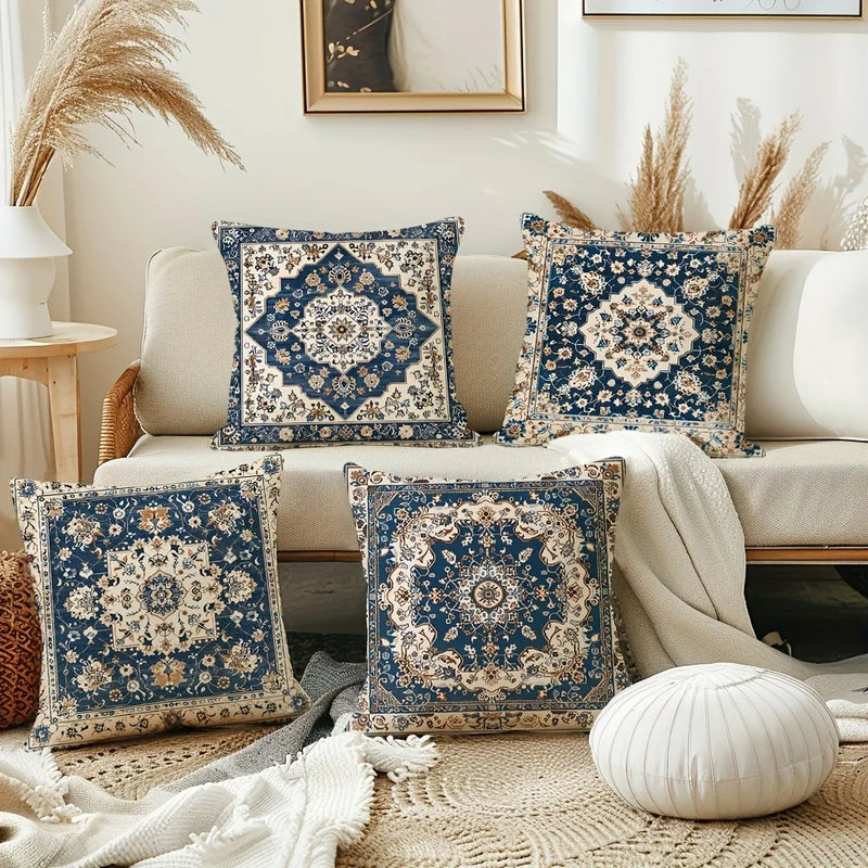 Axyaa Retro Floral Pattern Pillowcase: Ethnic Style Room Decoration Sofa Pillow Cover