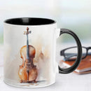 Axyaa Cello Mug: 11oz Black Ceramic Music School Office Coffee Cup