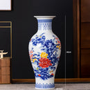 Axyaa Blue and White Ceramic Vase for Living Room Decoration and Flower Arrangement