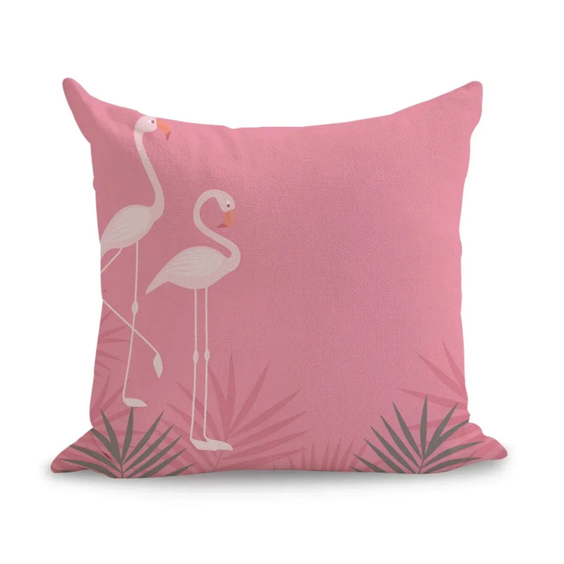 Axyaa Pink Flamingo Linen Cushion Cover: Cute Art Pillow Euro Cover Home Decor 45*45cm