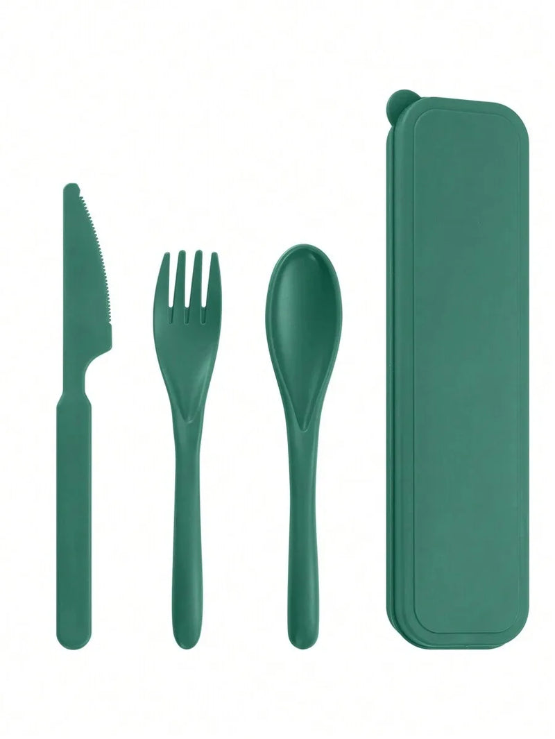 Axyaa Portable Cutlery Set: Plastic Knife, Fork & Spoon - Reusable for School, Outdoor, Camping