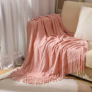Axyaa Yellow Knitted Textured Throw Blanket - Soft Cozy Decor for Couch, Sofa, Bed