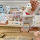 Axyaa Desktop Organizer Drawer, Transparent Plastic Multifunction Pen Holder Cute Design