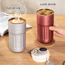 Titanium Coffee Mug by Axyaa: Smart, Portable, Striped Design, Vacuum Flask Tumbler