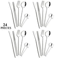 Axyaa 24-Piece Silver Stainless Steel Kitchen Tableware Set
