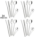 Axyaa 24-Piece Silver Stainless Steel Kitchen Tableware Set
