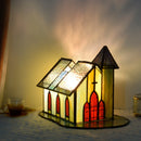 Axyaa Vintage Stained Glass Table Lamp Church Light Antique Original Living Room