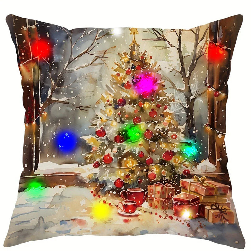 Axyaa Snowman & Christmas Tree LED Pillowcase for Festive Home Decor & Gifts