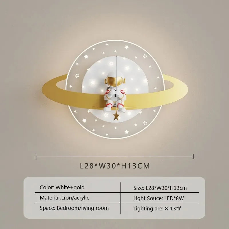 Axyaa Astronaut Star Moon LED Wall Lamps for Children's Room