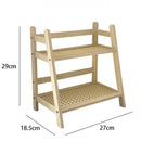 Axyaa Rattan Double-Layer Cup Storage Organizer - Kitchen Shelf for Coffee Corner