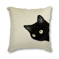 Black Cat & Butterfly Print Linen Cushion Cover by Axyaa - 45x45CM