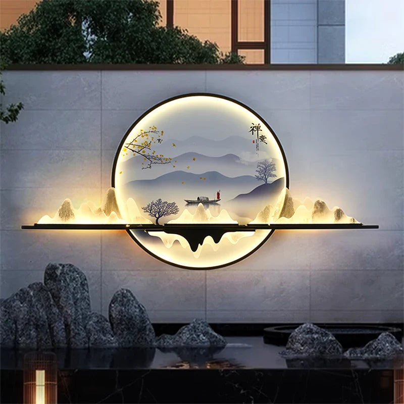 Axyaa Circular LED Mural Lamp for Outdoor Villa Garden Decoration