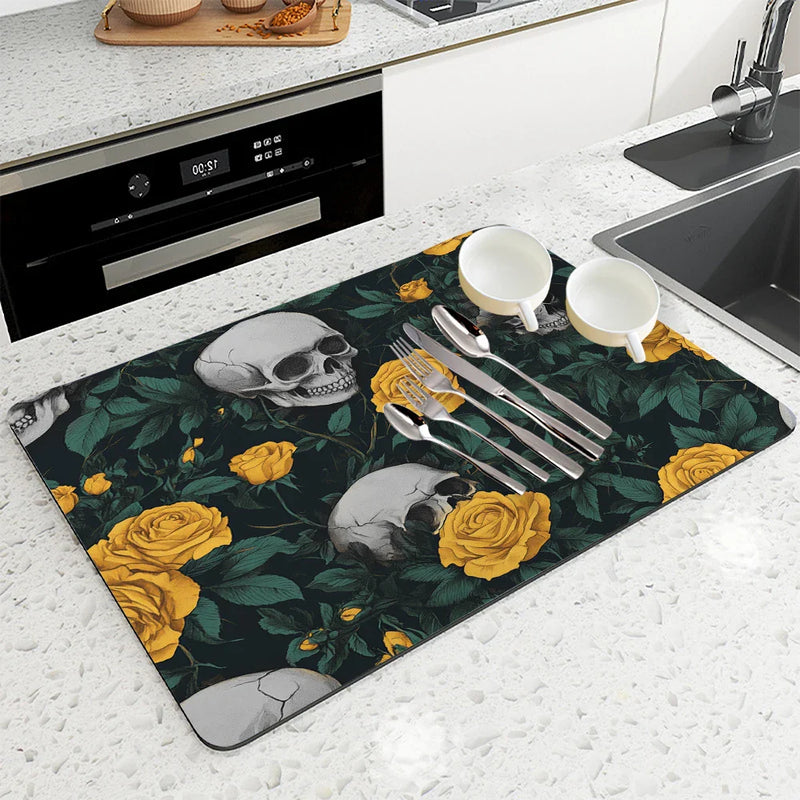 Axyaa Absorbent Anti-slip Coffee Dish Mat | Quick Dry Draining Pad for Kitchen/Bathroom