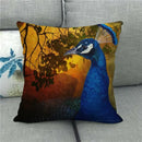 Peacock Linen Pillowcase by Axyaa: Vintage Animal Design for Sofa, Bed or Chair