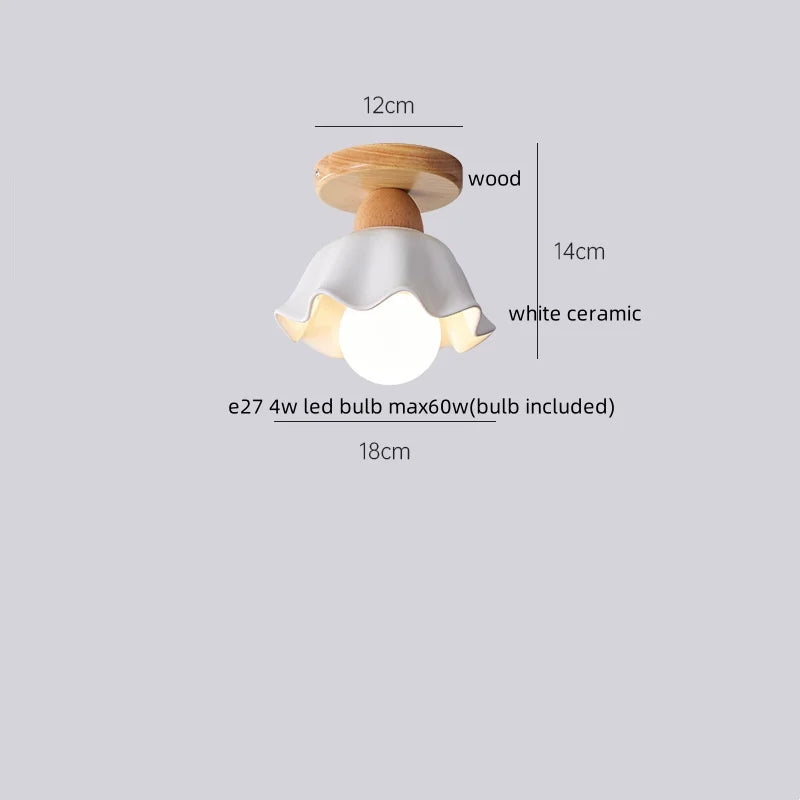Axyaa Modern Wood Glass LED Ceiling Light for Kitchen Living Room Decor