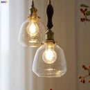 Axyaa Wood LED Pendant Lamp American Vintage Nordic Copper Glass Hanging Light