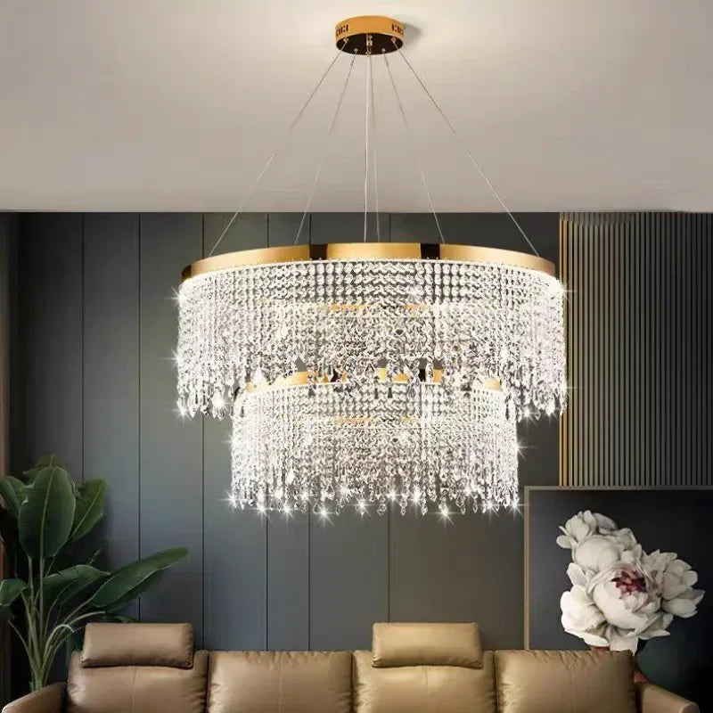 Axyaa Crystal Chandelier Pendant Light Fixture for Home Living Dining Room