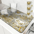Axyaa Metallic Pattern Coffee Mat: Quick Kitchen Drying Mat for Draining Dishes & Utensils