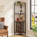 Axyaa 4 Tier Corner Wine Rack Bar Cabinet with Glass Holder