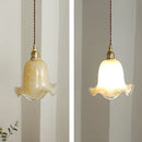 Axyaa European Flowers Glass Pendant Lamp - Luxury Brass Bedside Light