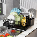 Axyaa Kitchen Countertop Storage Rack: Dish, Cutlery, Draining Tray, Knife, Fork, Cup Holder