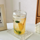 Axyaa Glass Tumbler with Lid and Straw for Cold Drinks