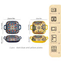 Axyaa Bohemian Ceramic Baking Dish Square with Handles for Pasta and Desserts