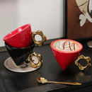 Axyaa Plum Triangle Ceramic Cone Cup - Stylish Coffee Mug for Home Decor