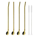 Axyaa Stainless Steel Straw Spoon Set - Reusable Metal Straw & Spoon for Smoothie Drinking